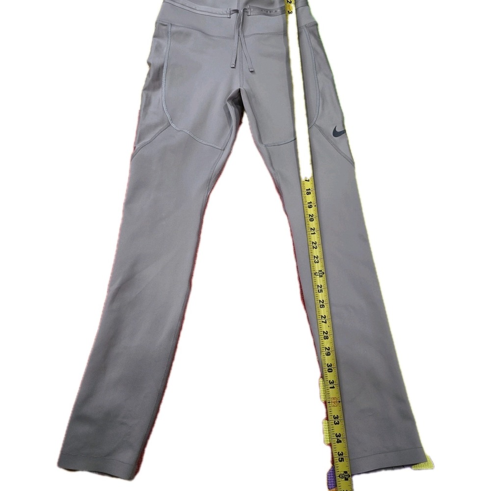Nike Women's S Dri-FIT‎ Running Leggings Beige Gray Zipper Pockets Ankle Zip